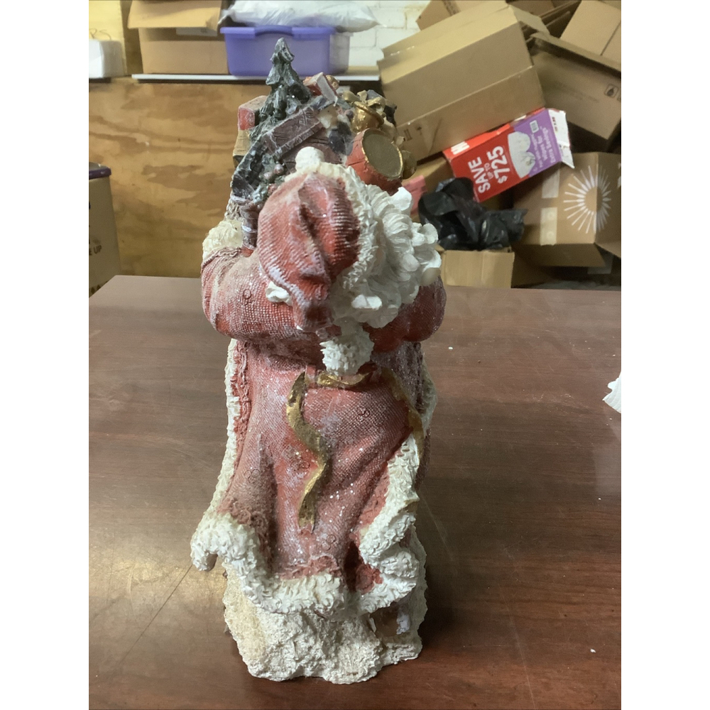 Holiday by Kirkland's Vintage Santa Figurine Statue With Basket Of Gifts & Dog